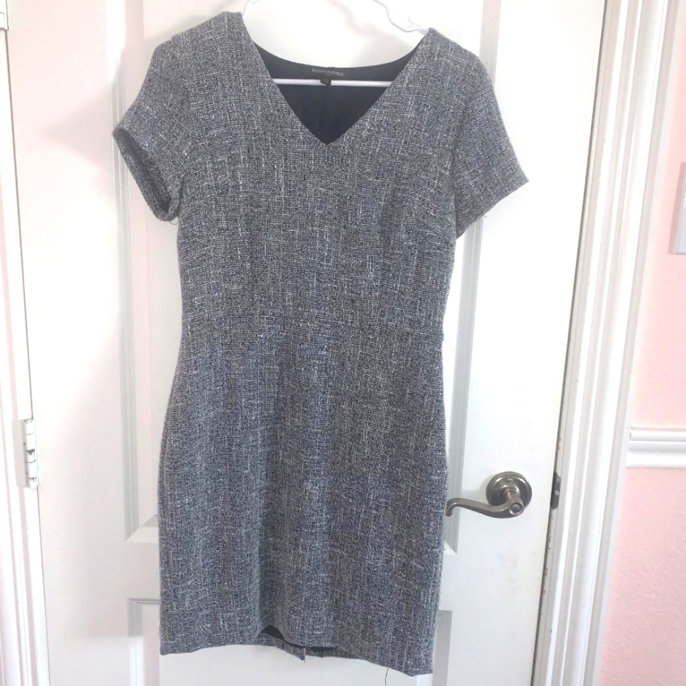 Banana Republic Tweed Career Dress Navy Blue Twee Size 4P